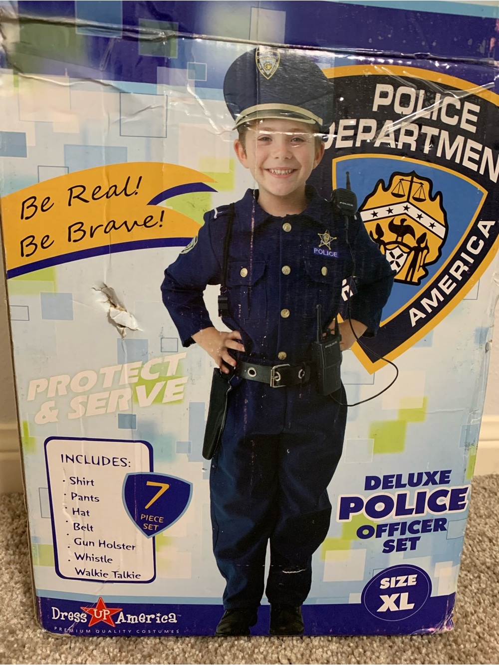 BOYS KIDS POLICE COSTUME & CAP DELUXE OFFICER UNIFORM OUTFIT XL 14/16 7 Pieces